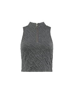 TOP DONNA CROPPED IN JACQUARD CON CHIUSURA A ZIP - GRIGIO